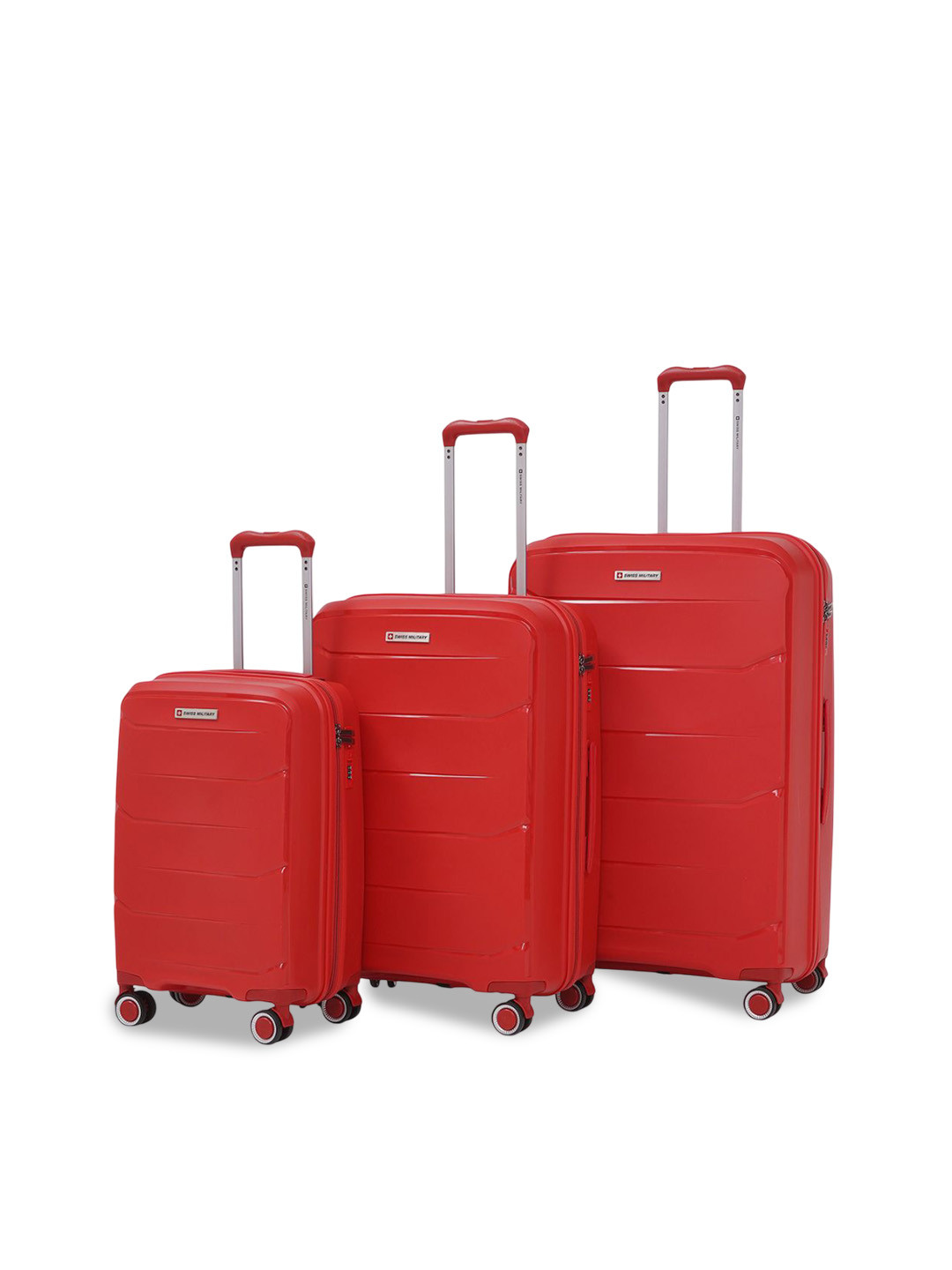 SWISS MILITARY EDGE Set Of 3 3D Design Anti Theft Hard Sided Trolley Bags