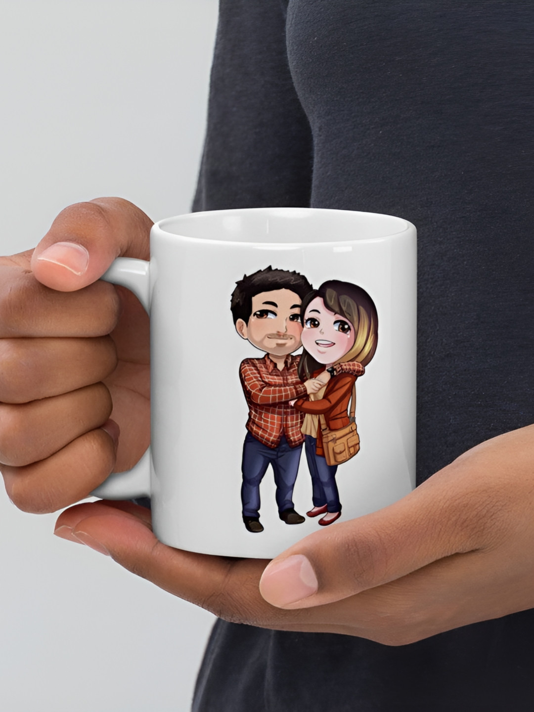 Mr UVD White & Brown Graphic Printed Ceramic Matte Mugs 350 ML