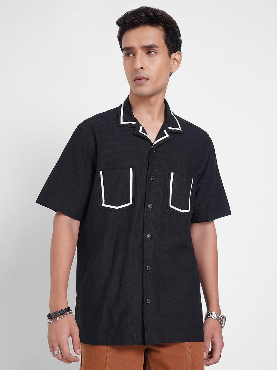 People Relaxed Fit Cuban Collar Short Sleeves Shirt