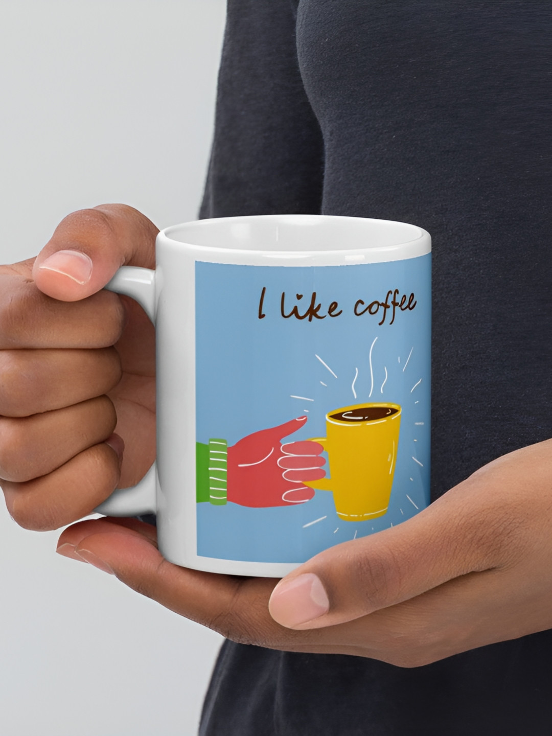 Mr UVD White & Blue Printed Ceramic Glossy Mugs 350.0 ML