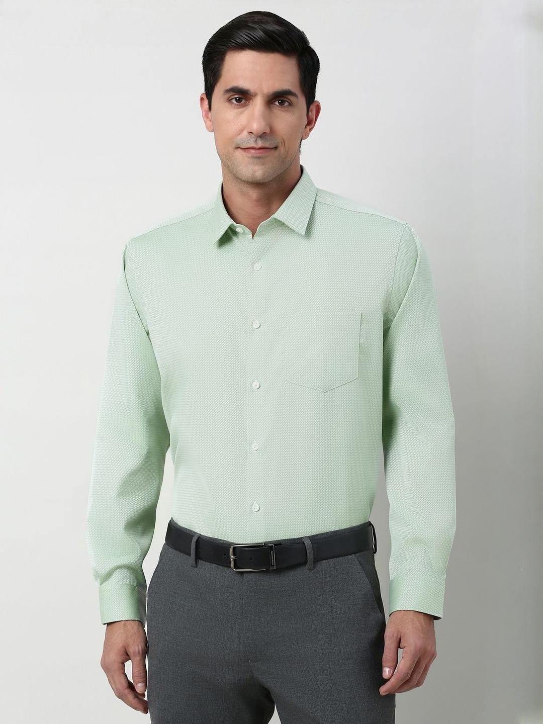 Peter England Elite Textured Full Sleeves Regular Fit Pure Cotton Formal Shirt
