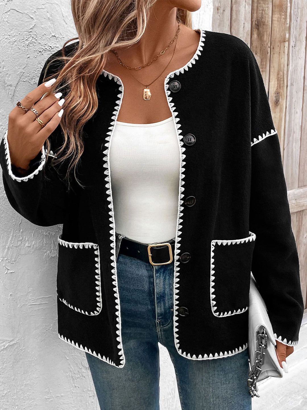 bebe Women Embroidered Detail Cardigan