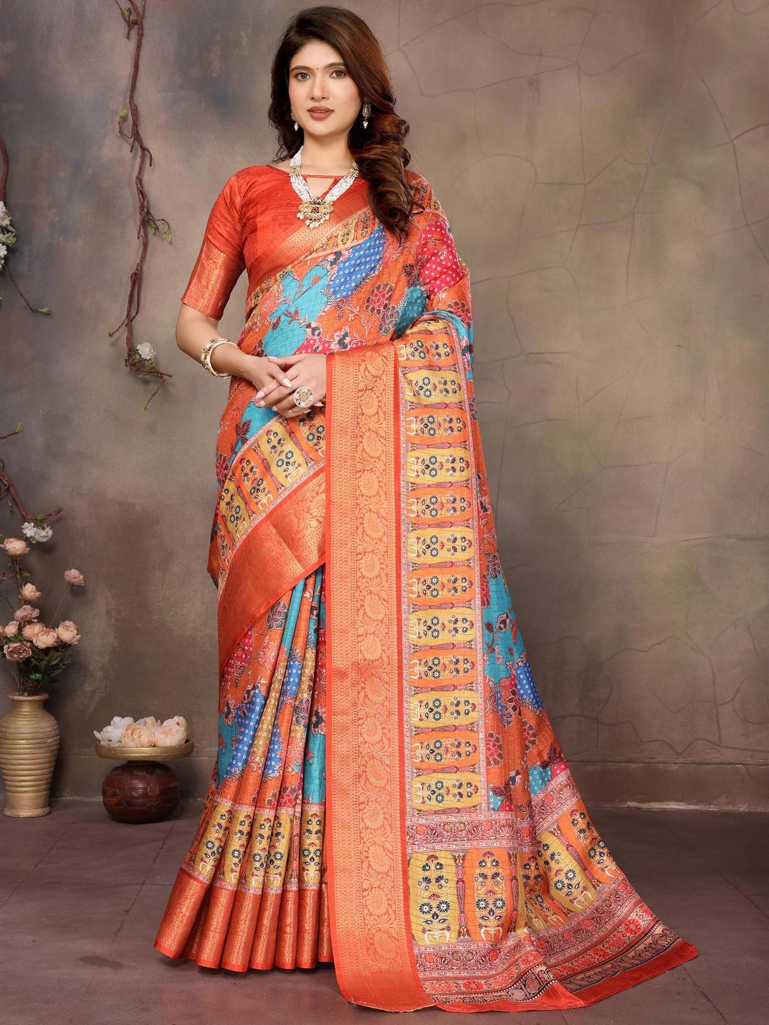 ALAGINI Women Ethnic Motifs Printed Festive Saree