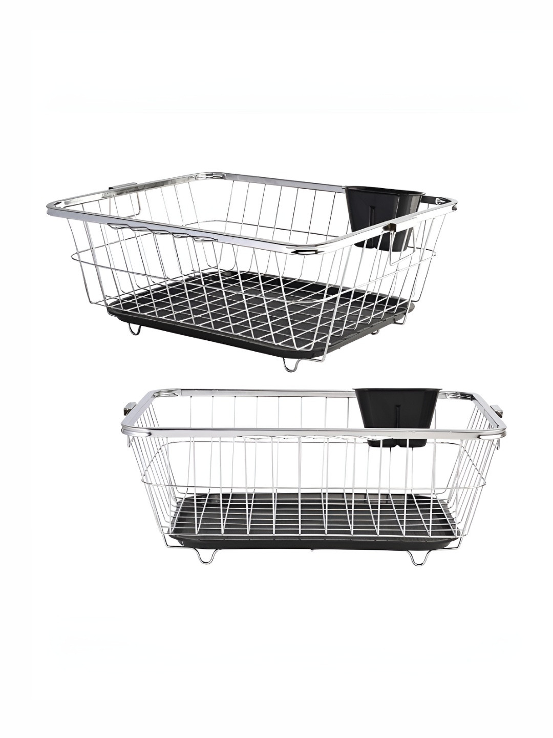 Myntra Elegant Homes Silver-Toned 2 Pieces Stainless Steel Dish Racks