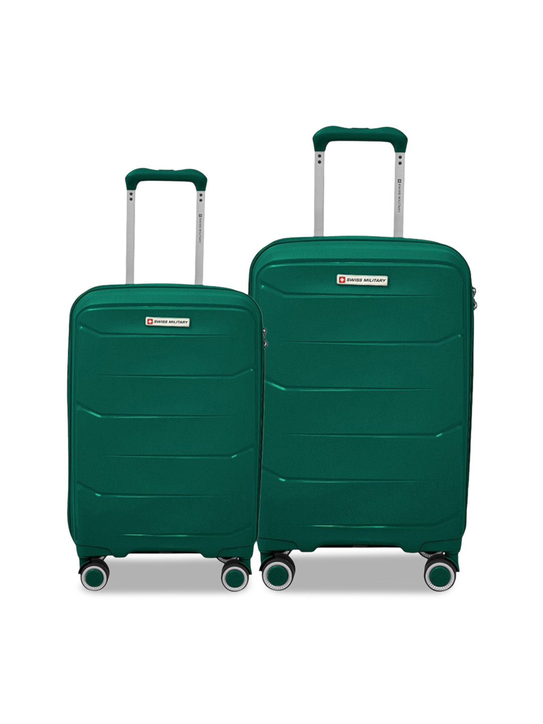 SWISS MILITARY EDGE Set Of 2 Green Textured Hard-Sided Trolley Suitcases