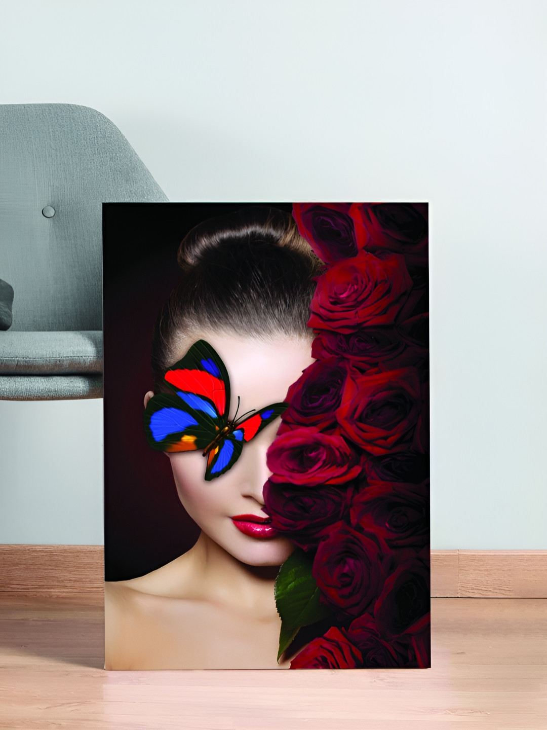 Myntra Elegant Homes Multi Stretched On Frame Canvas Beautiful Red Roses Painting Wall Art