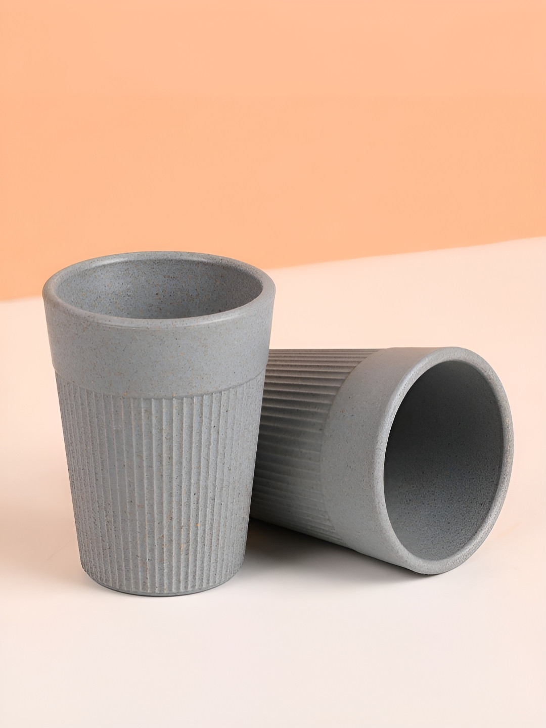 eha Solid Grey 2 Pieces Textured Cups