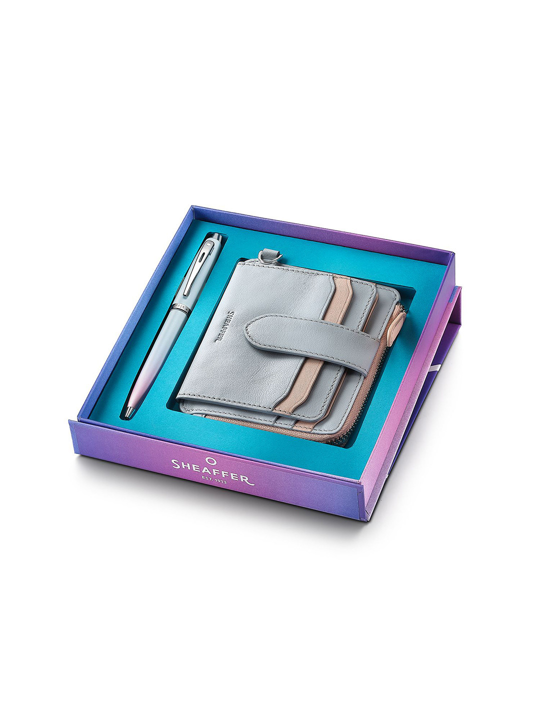 Sheaffer Expressions 100 9376 Unisex Pearlised Ballpoint Pen With Leather Wallet Set