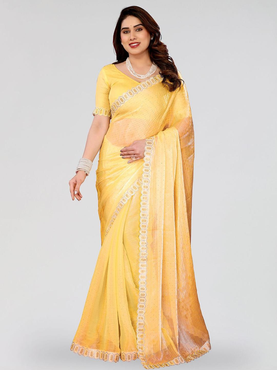 Moda Rapido Embellished Beads and Stones Jimmy Choo Saree  with Blouse Piece