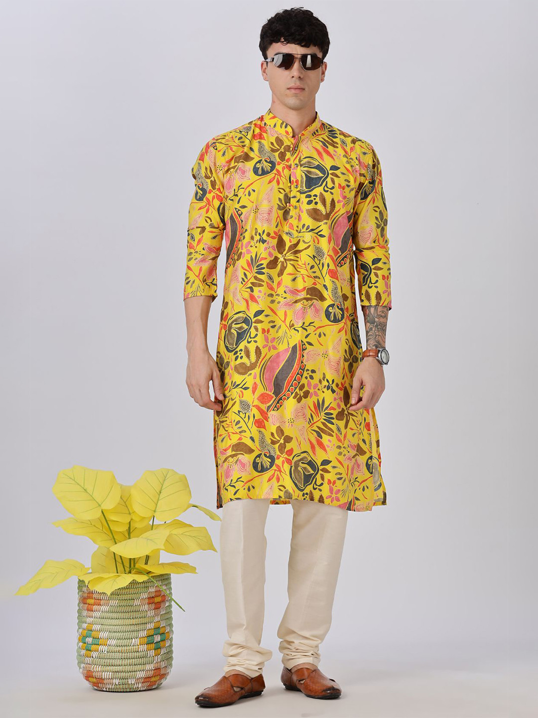 Anouk Men Ethnic Motifs Printed Mandarin Collar Pure Cotton Straigt Kurta