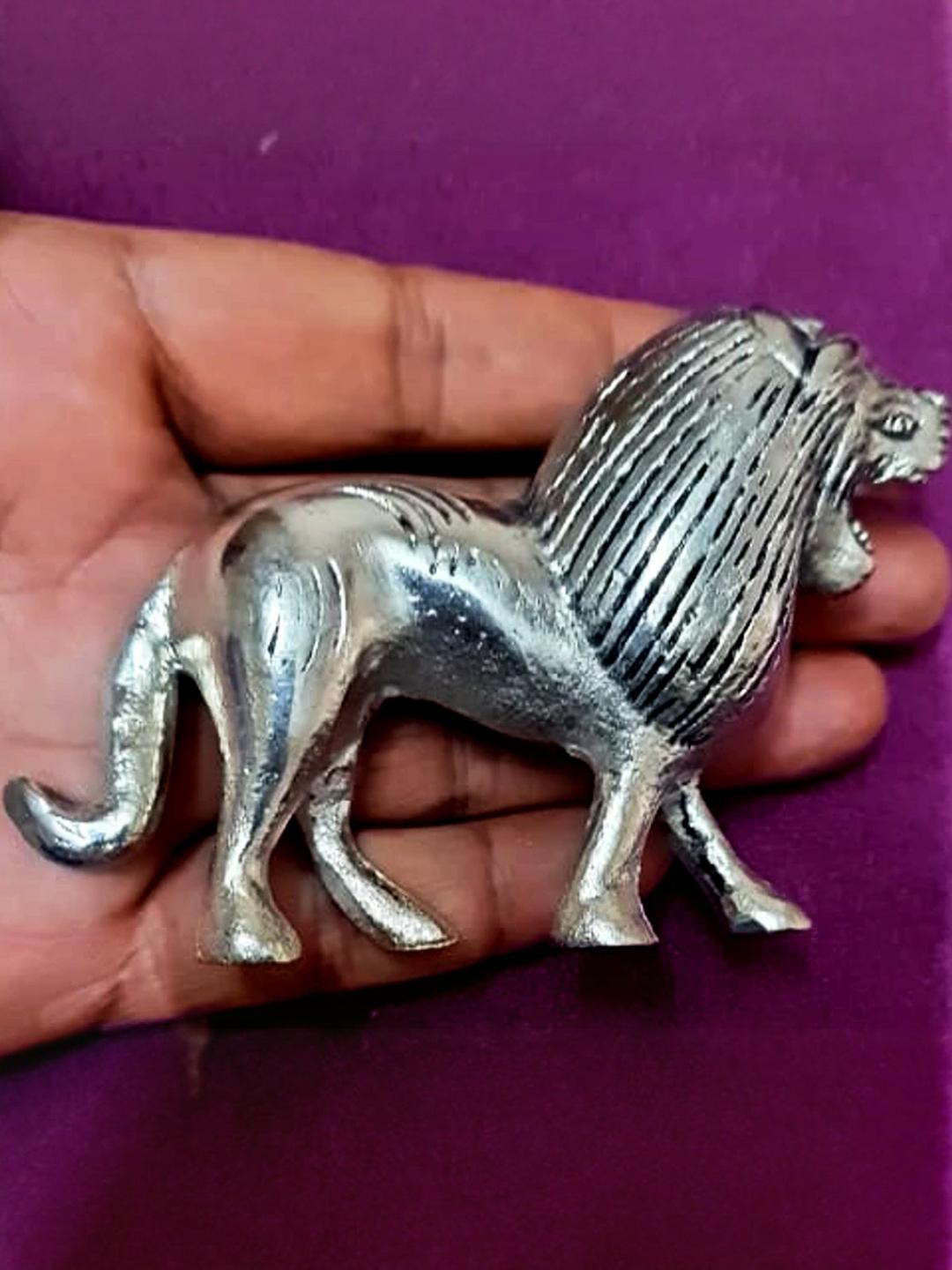ASTRO-D Silver Lion Figurine for Home Decor, Pooja, Vastu & Gifting Purpose