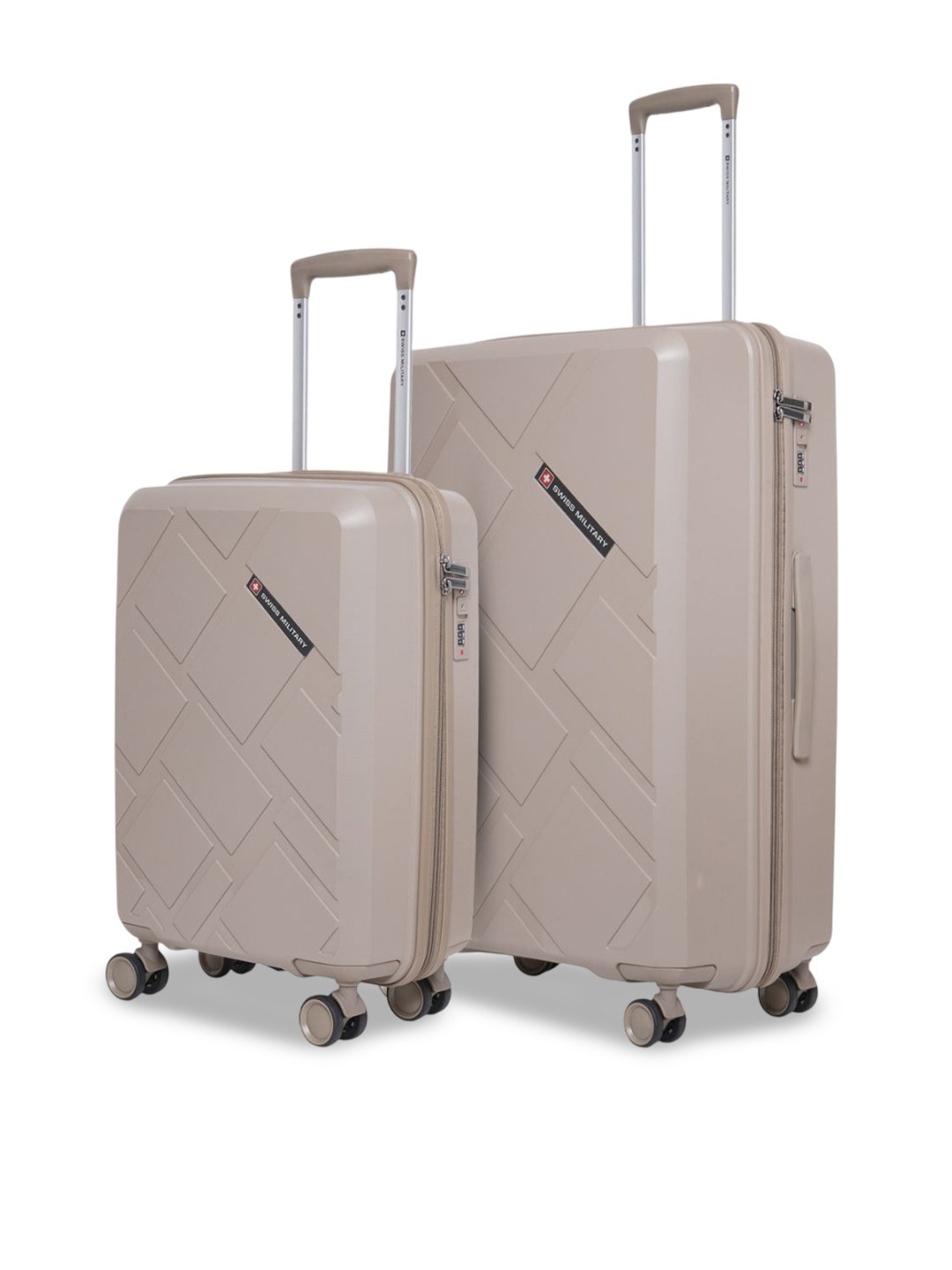 SWISS MILITARY Set Of 2 Star Textured Hard-Sided Trolley Bags