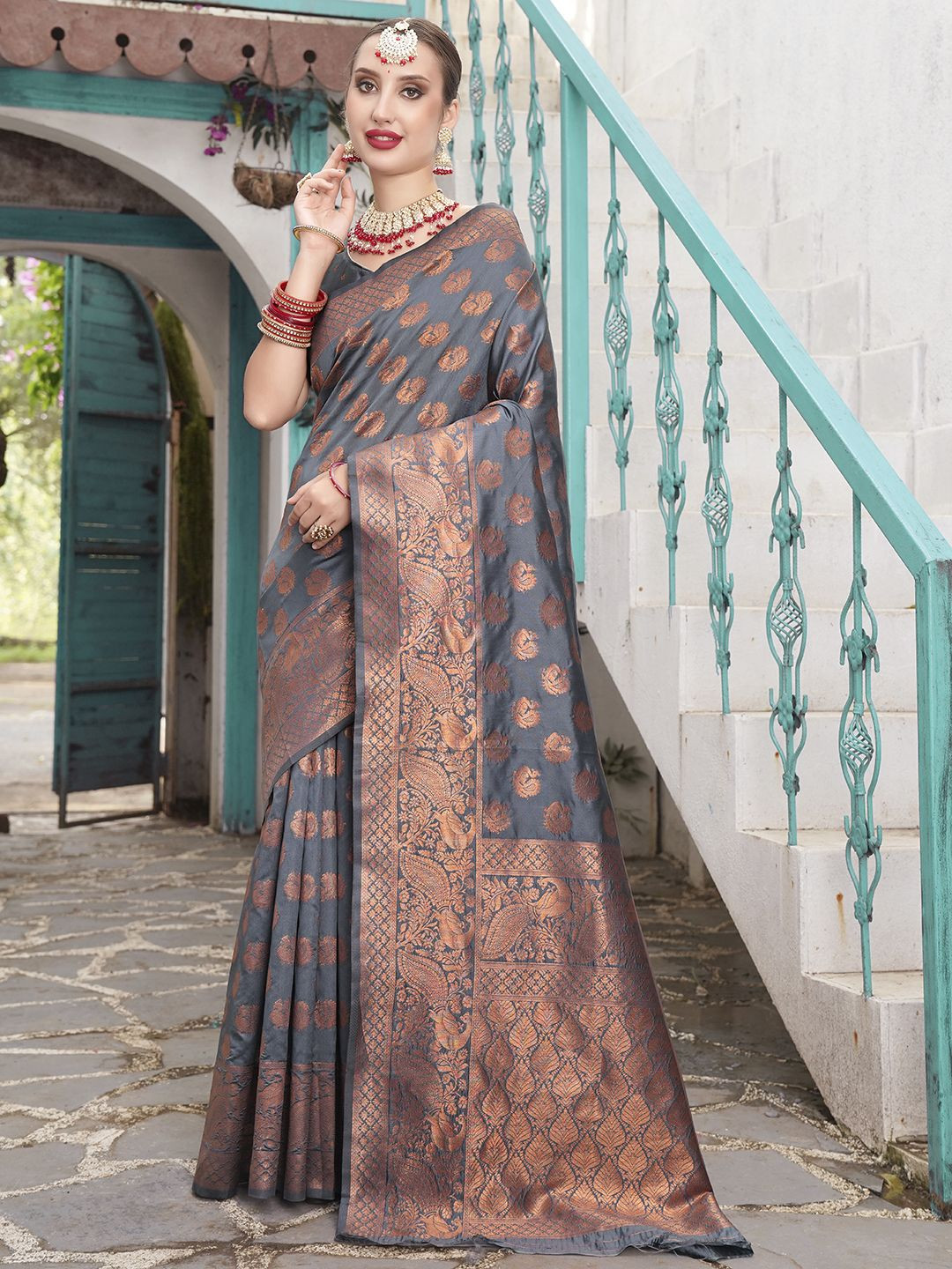 Anouk Rustic Women Ethnic Motifs Woven Design Traditional Banarasi Saree