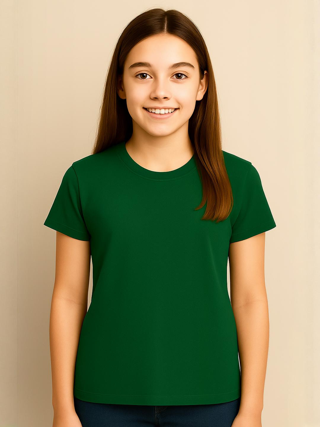 NOW OR NEVER Kids-Girls Green Tshirts
