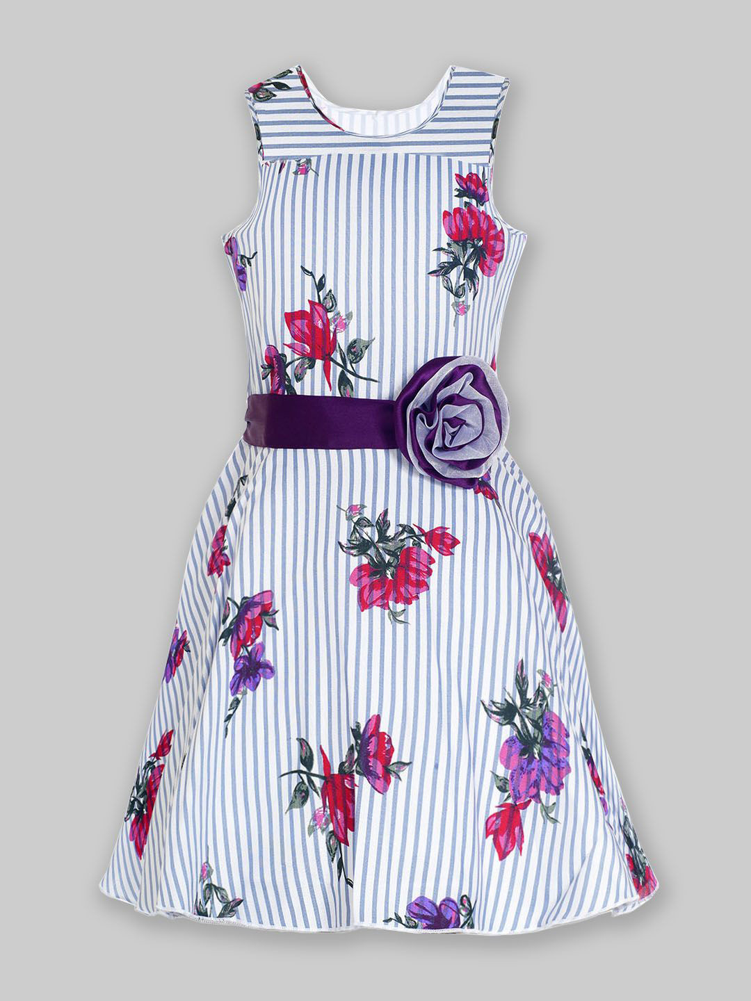 Naughty Ninos Girls Floral Printed Tie-Ups Details Fit & Flare Dress