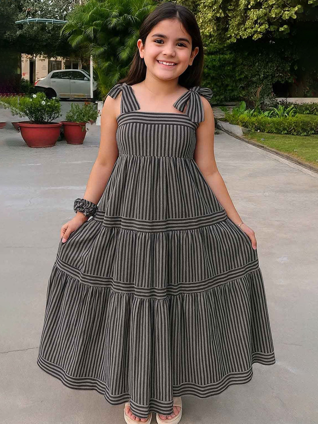 Vetrokart Girls Striped Cotton Fit & Flare Maxi Dress