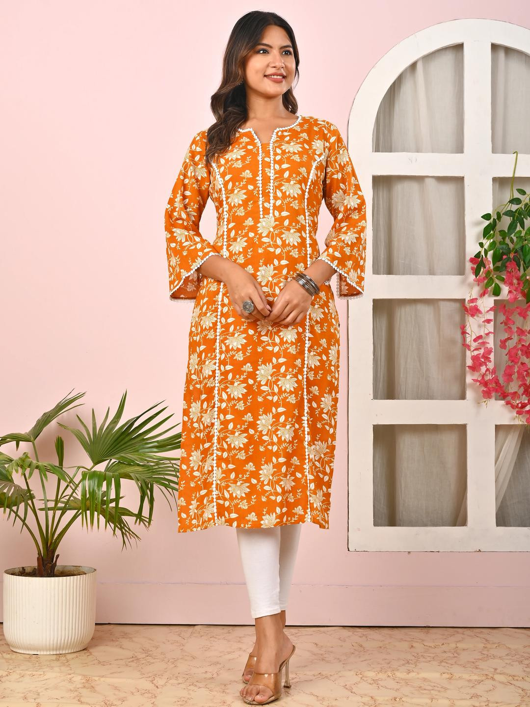 BABA KURTI Women Yellow Kurtas