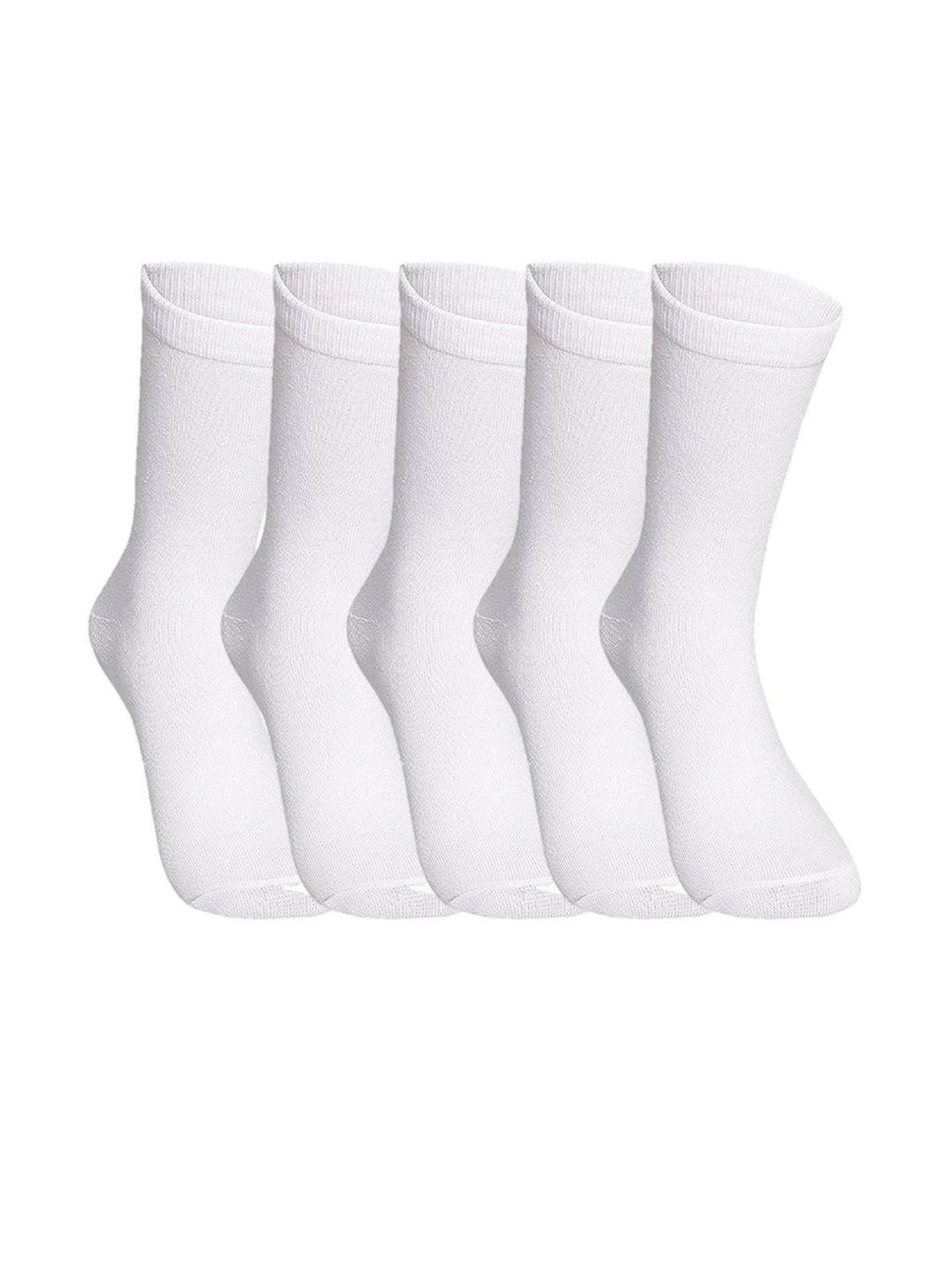 VOICI Formal Calf Length White Formal Cotton Socks Pack of 5
