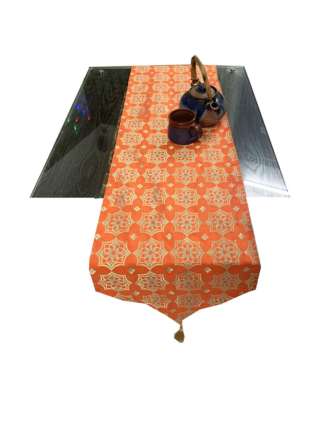 Pink Parrot Jacquard table runner
