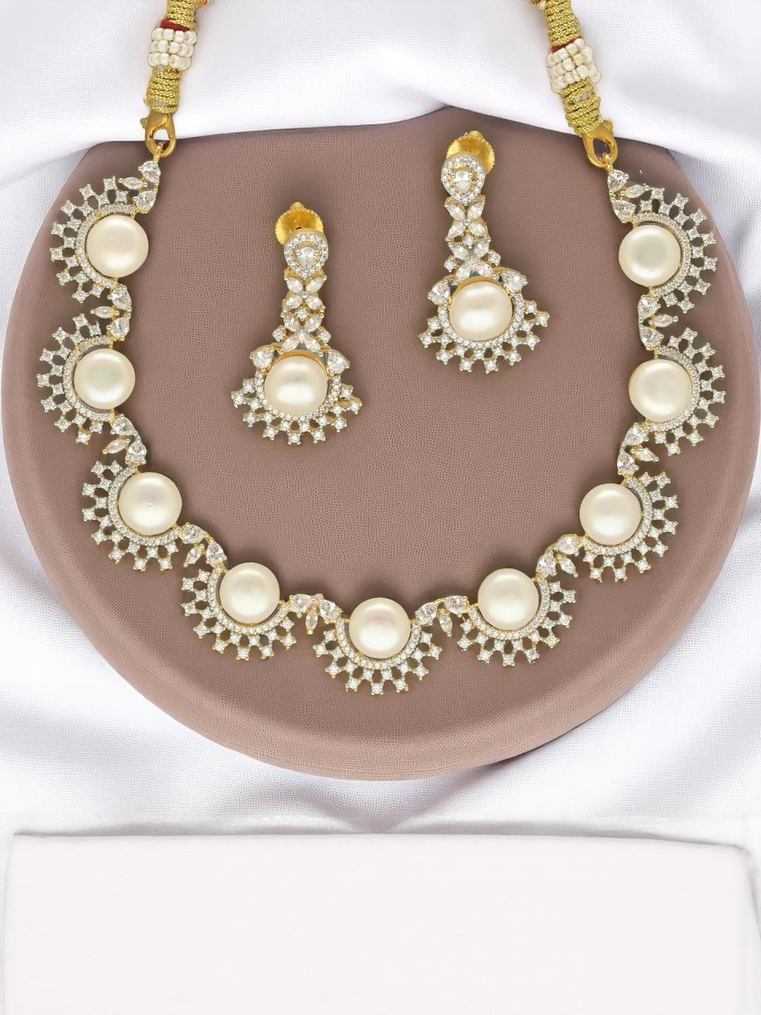Sri Jagdamba Pearls Royal Ivory Pearl Necklace Set