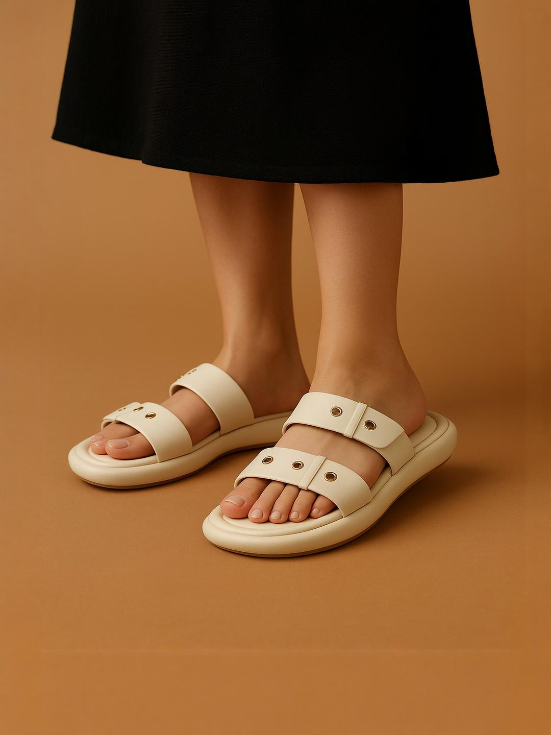 SHUNYA FOOTWEAR Women Cream Sandals