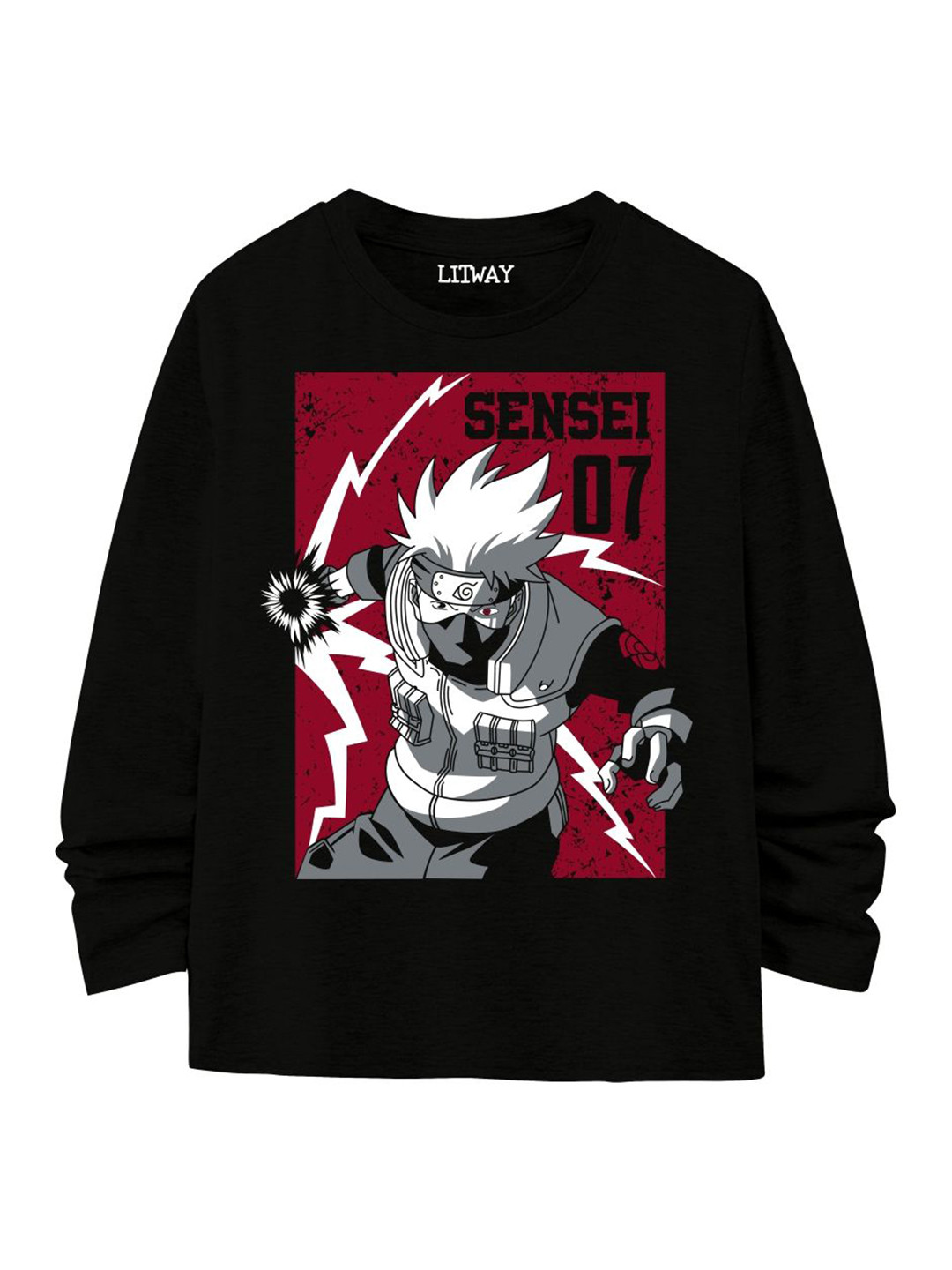 LITWAY Boys Naruto Graphic Printed Round Neck Cotton T-shirt