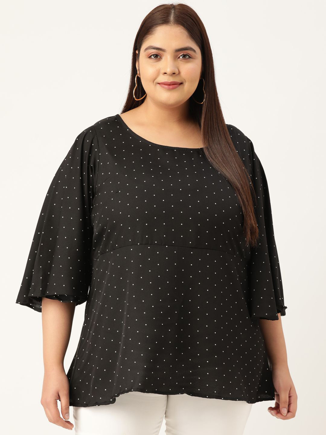 theRebelinme Women Plus Size Polka Dot Printed Top