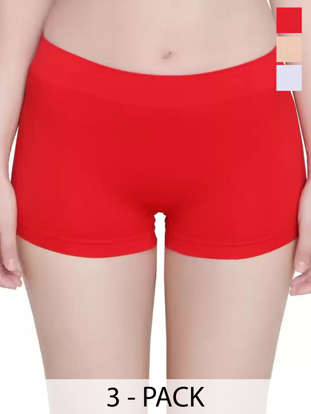 DHANDAI FASHION Pack Of 3 Mid-Rise Boys Shorts Briefs Boy Short Full P(Mo-2+CB-3)RedSknWht
