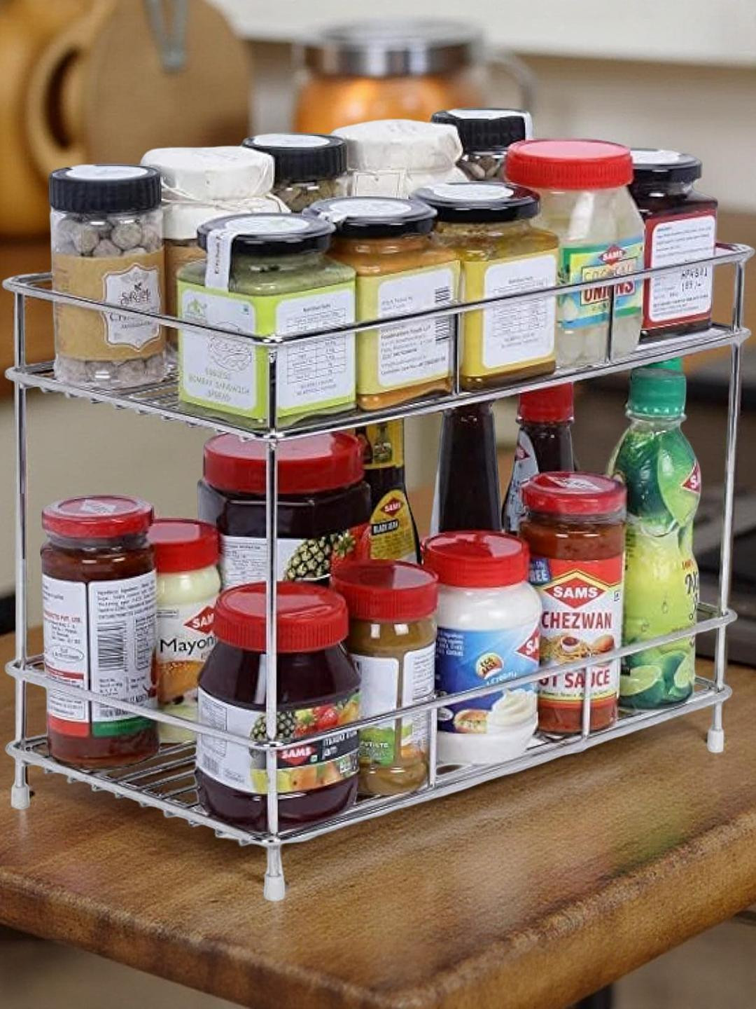 IVAZA Metal Storage Corner Stand Multi Utility Shelf Kitchen Rack