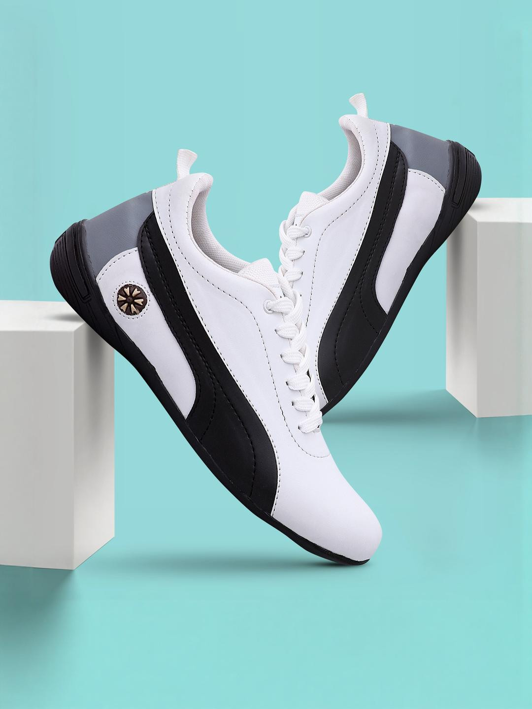 ARAGATS Men White & Black Colourblocked Sneakers