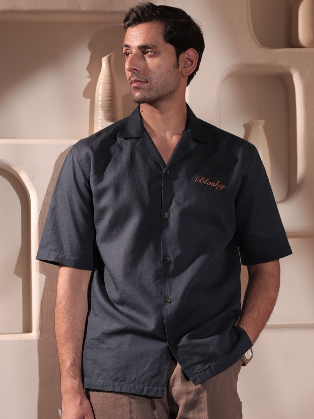 Blosky Relaxed Fit Spread Collar Shirt