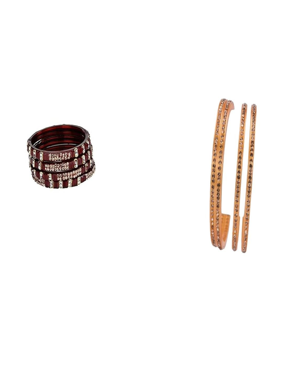 Somil Combo Glass Bangles For Women | Traditional Bangles Set | Daily, Festive & Party, Combo Of 2 Set, Maroon, Golden