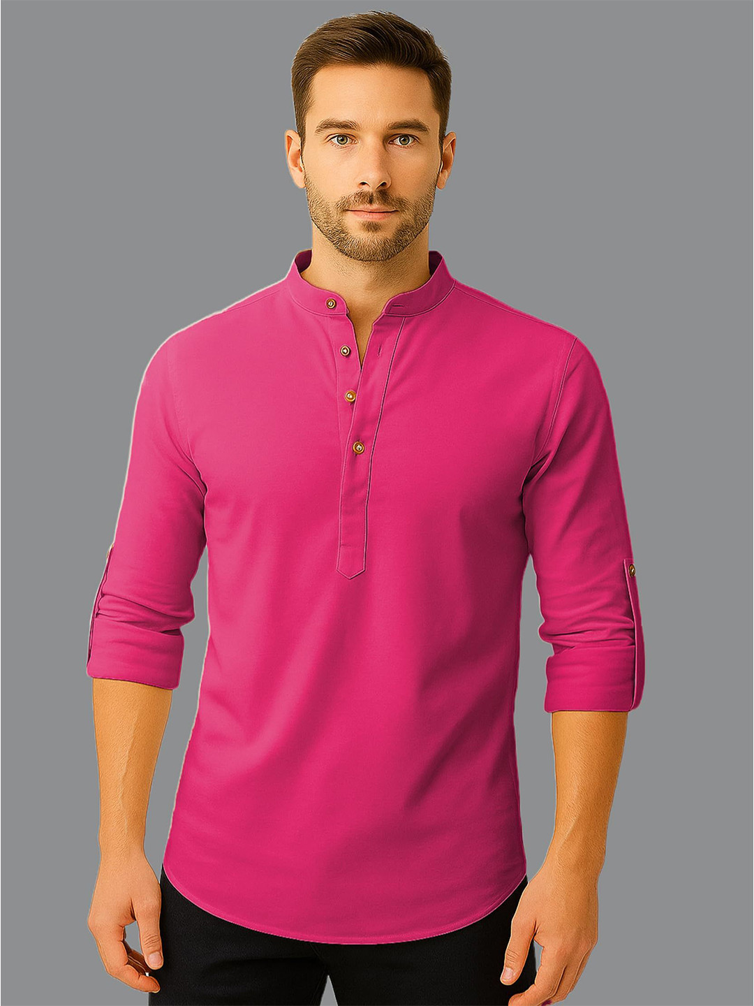 Vida Loca Men Slim Fit Full Sleeve Short Kurta