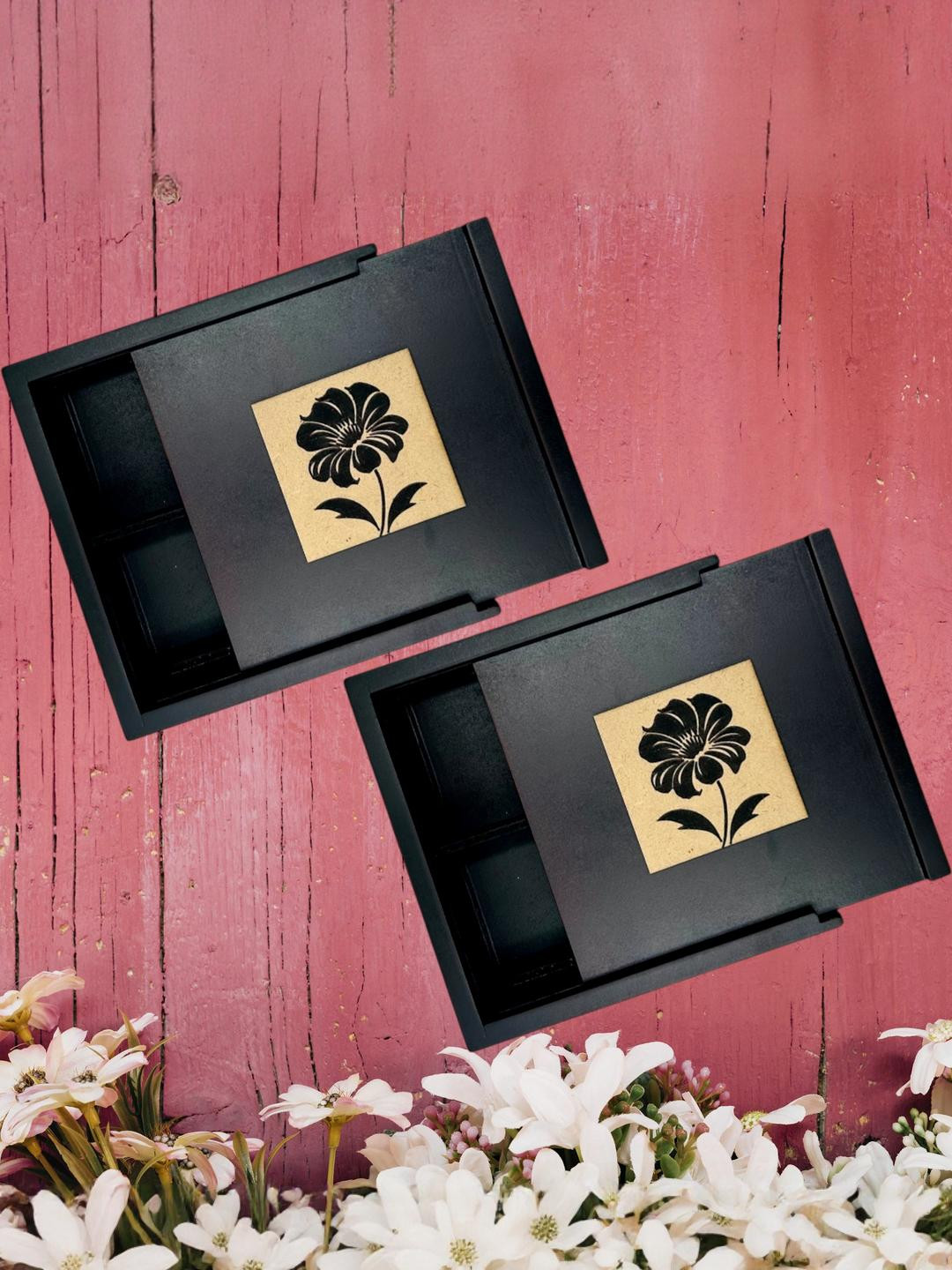 Angira handicrafts Set of 2 Brown Wooden Multipurpose Storage Box