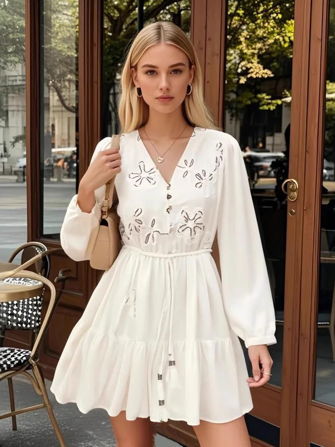 Miss Mosa By Akanksha  Women White Rumaya Summer Holiday Dress