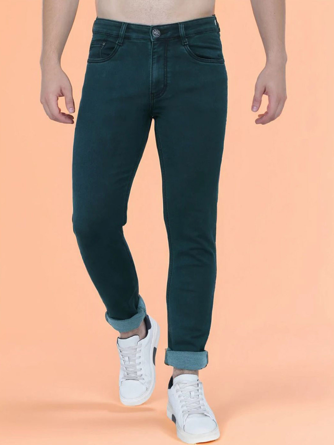 AWACK Men Comfort Regular Fit High-Rise Clean Look Stretchable Denim Jeans
