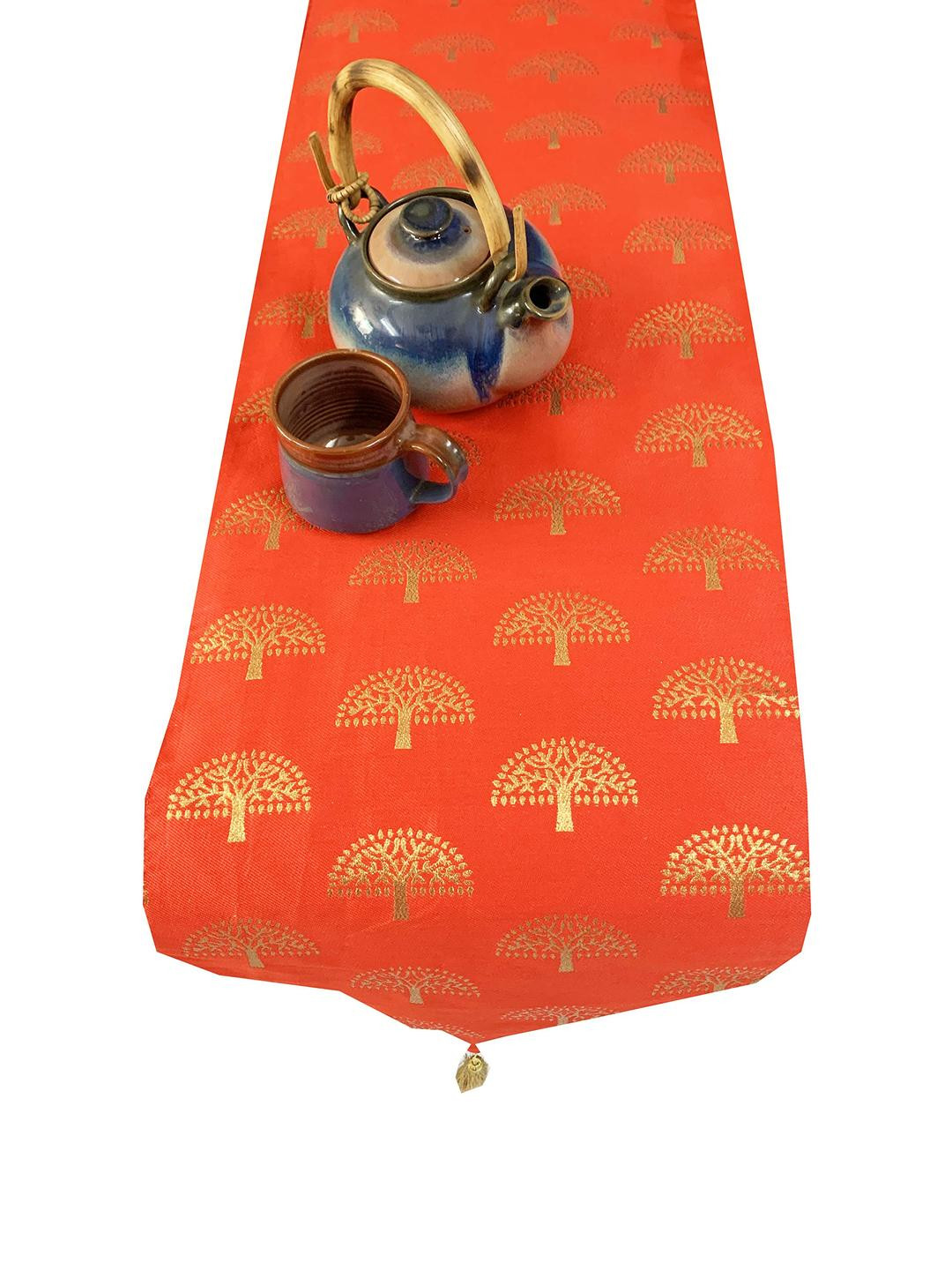 Pink Parrot Multicolor Jacquard Table Runner