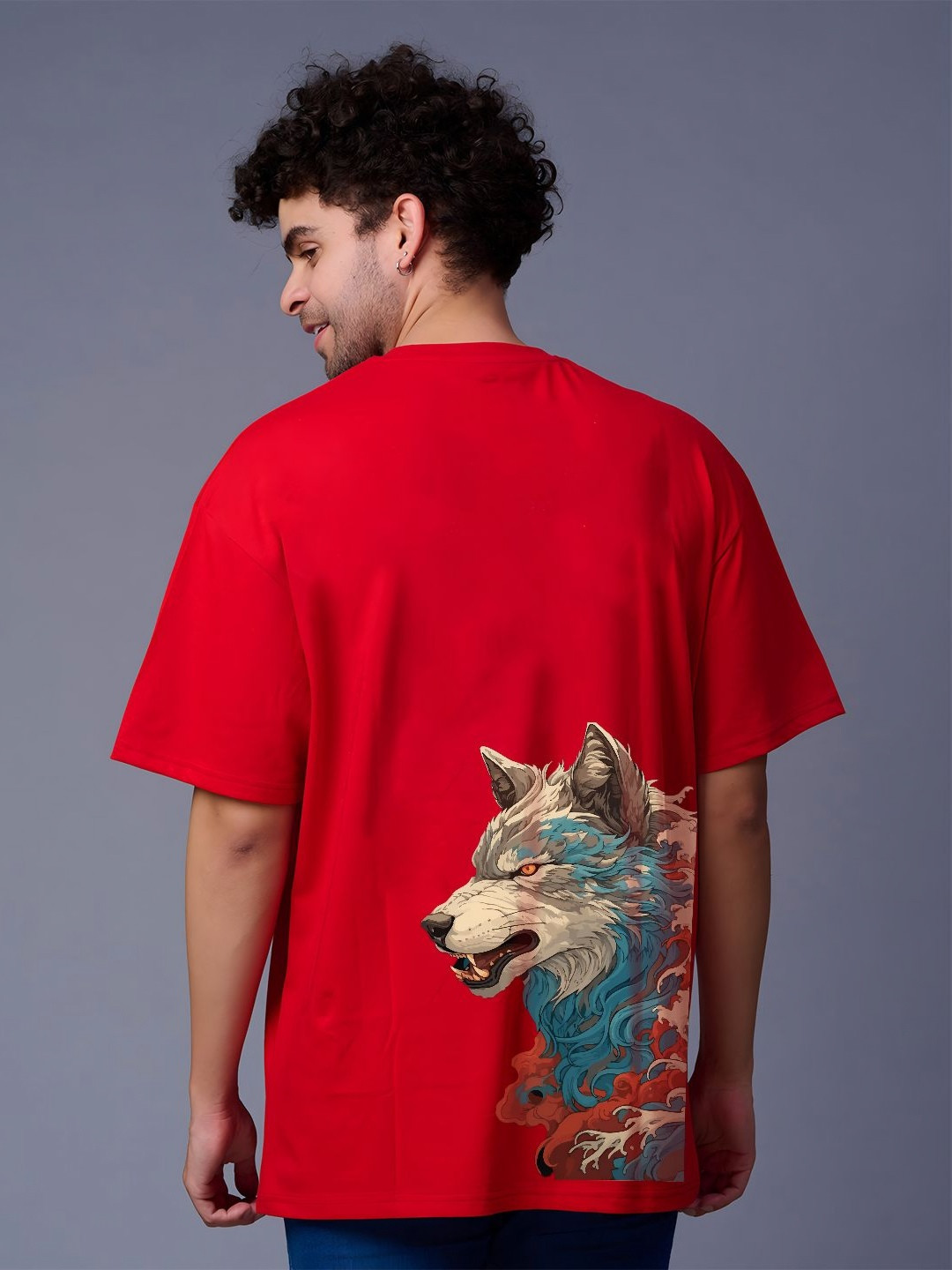 BDSQUARE Men Graphic Printed Round Neck Cotton Oversized T-shirt
