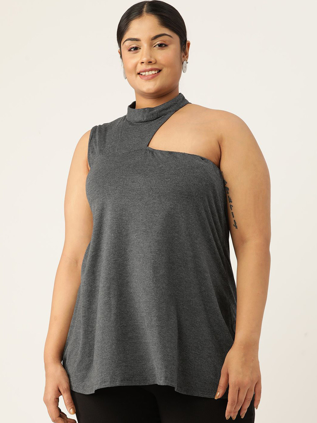 theRebelinme Women Plus Size One Shoulder Top