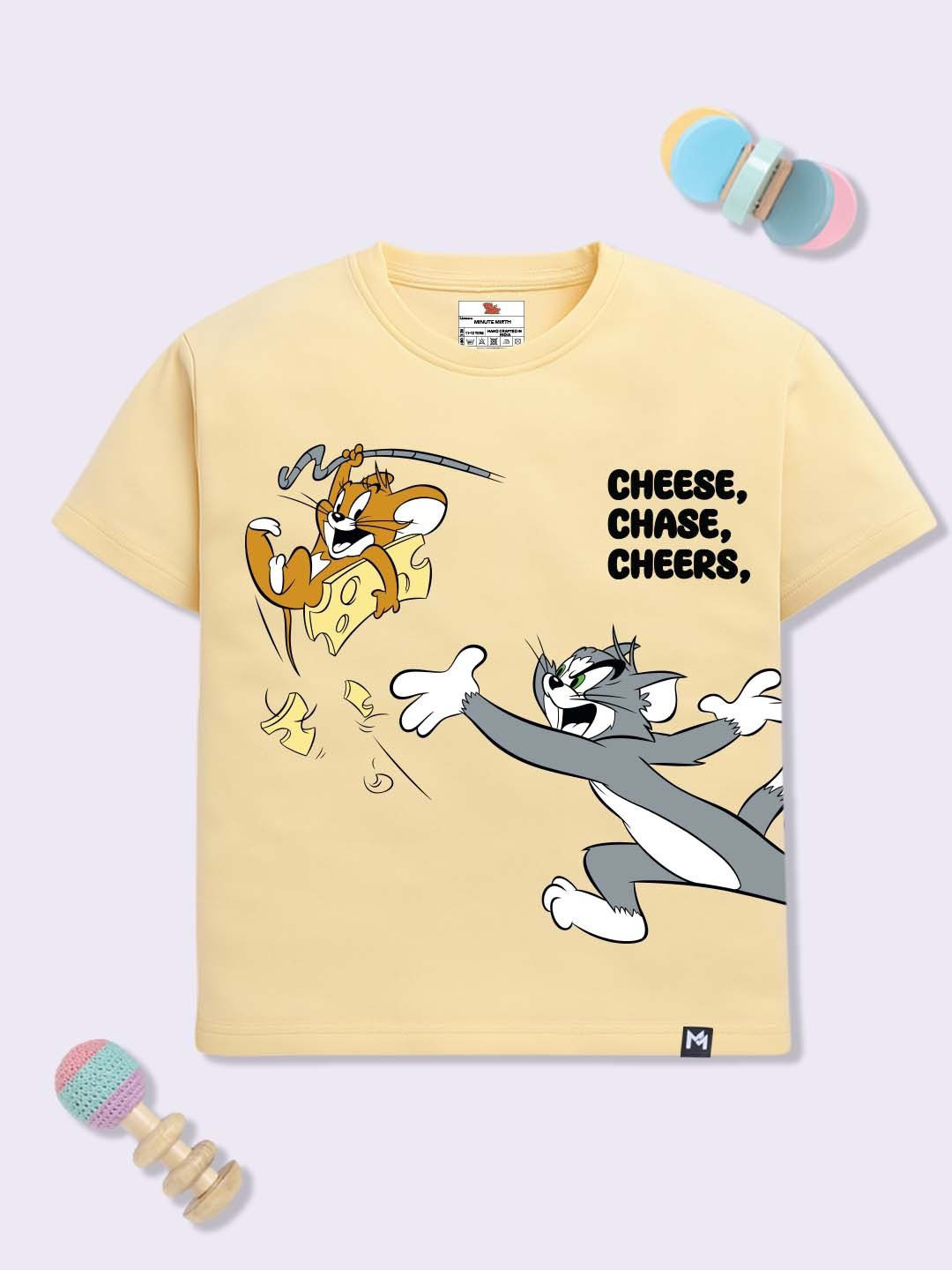 YK X Minute Mirth Girls Tom & Jerry Printed Pure Cotton T-Shirt
