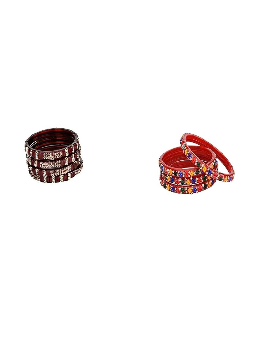 Somil Combo Glass Bangles For Women | Traditional Bangles Set | Daily, Festive & Party, Combo Of 2 Set, Maroon, Multicolor