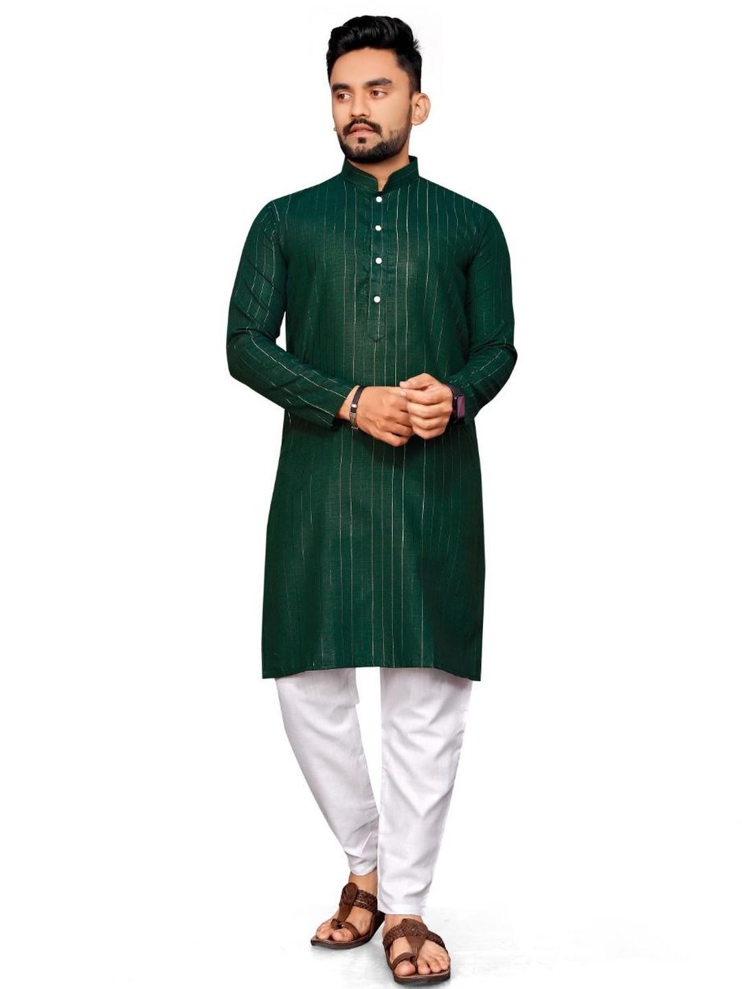 Leipzig Fashion Men Green Kurtas