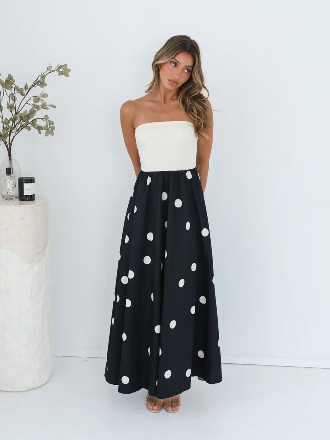 Outzidr Women Polka Dot Maxi Dress