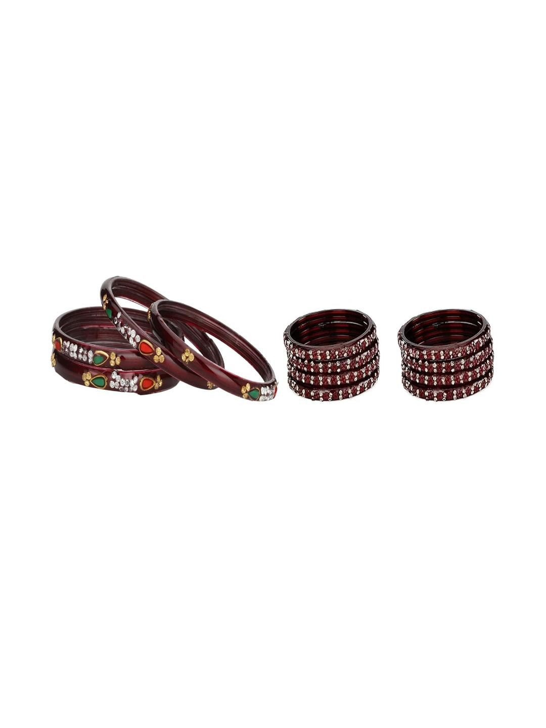 Somil set of 2 maroon Combo Glass Bangles