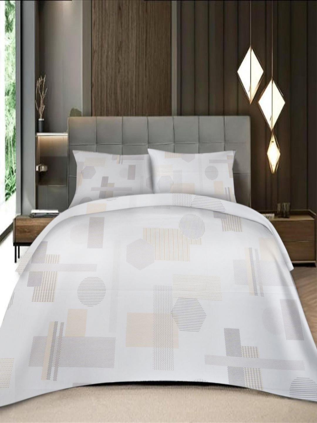 Threadwear Essential Series 400 TC Cotton King Bedsheet with 2 Pillow Covers-275 x 275 cms