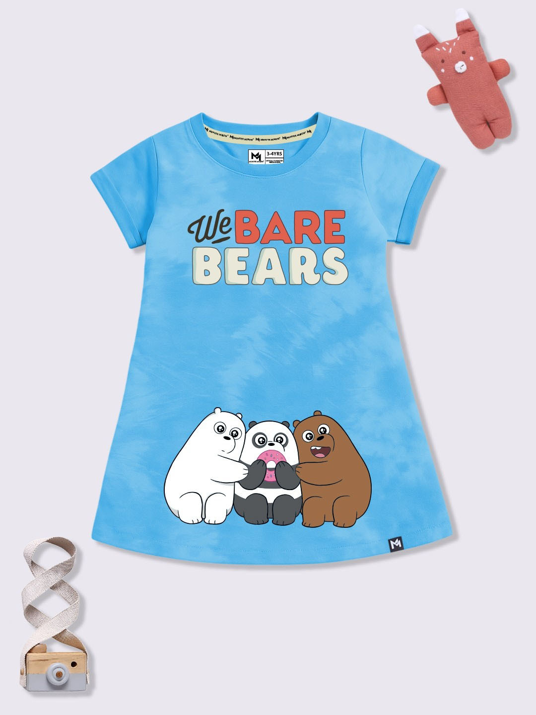 YK X Minute Mirth We Bare Bears Printed Cotton A-Line Dress
