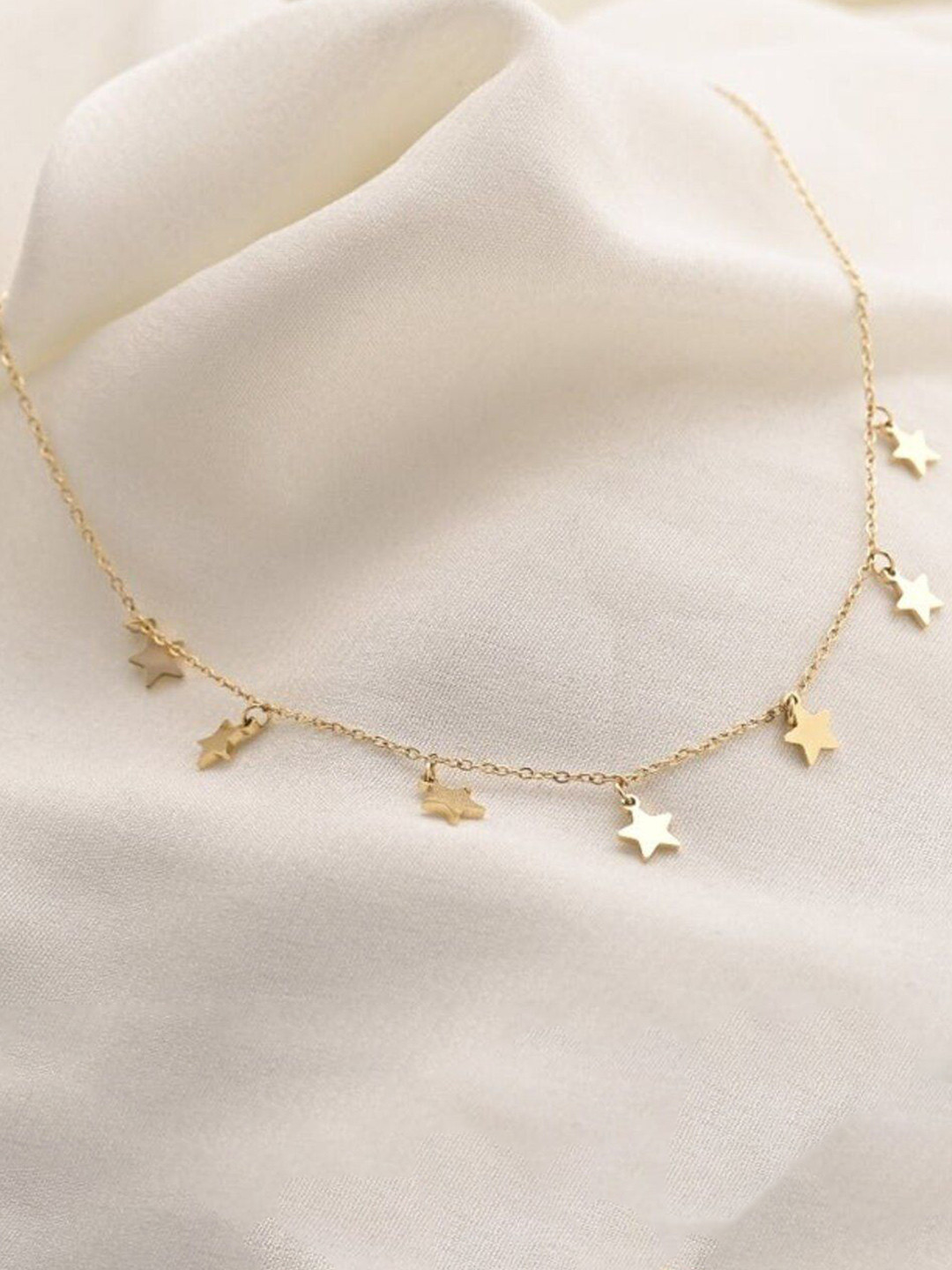 NKR GOLD Gold-Plated Twinkling Stars Charm Minimal Chain