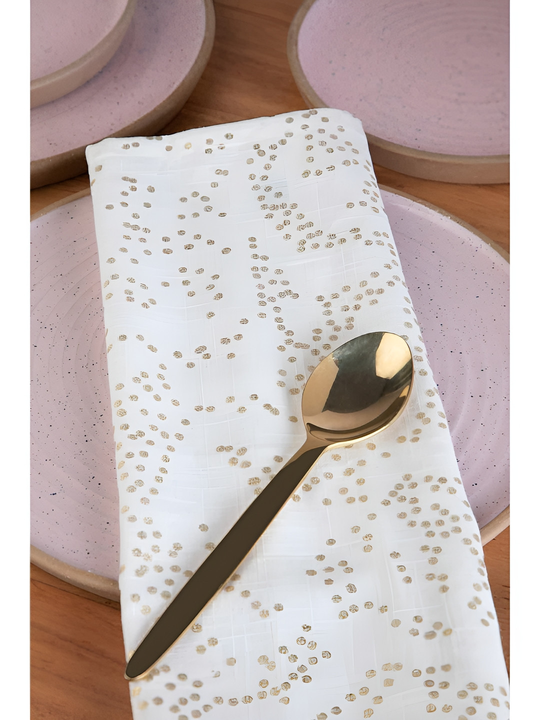 FREEDOM TREE 4-Pcs Off-White Printed Cotton Dinner Table Napkins