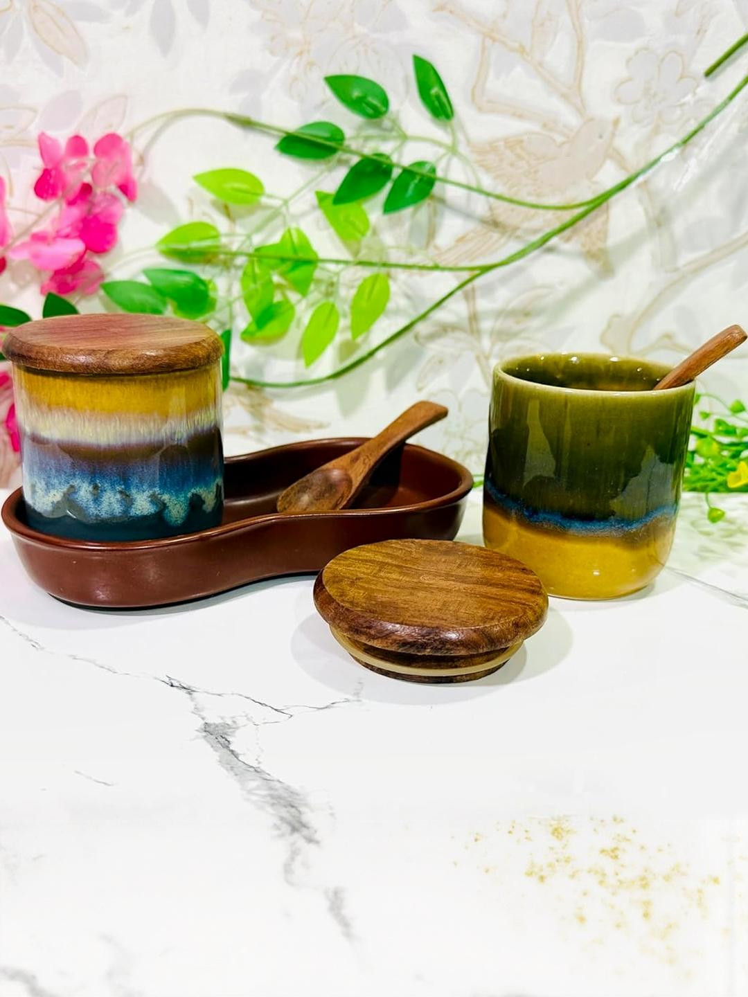 Altaica Brown Printed Wood Home Gift Sets