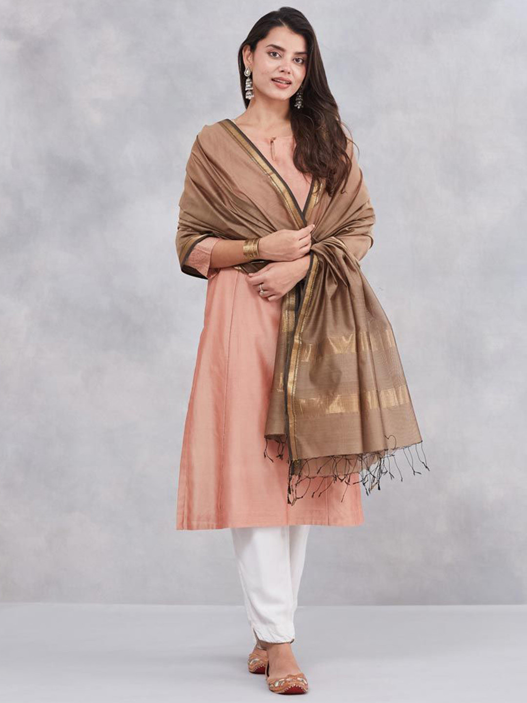 Fabindia Zari Work Cotton Silk Dupatta